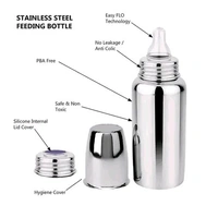 Feeding Bottles Stainless Steel Baby Feeding Bottle for Kids Steel Feeding Bottle for Milk and Baby Drinks-  ( Silver )