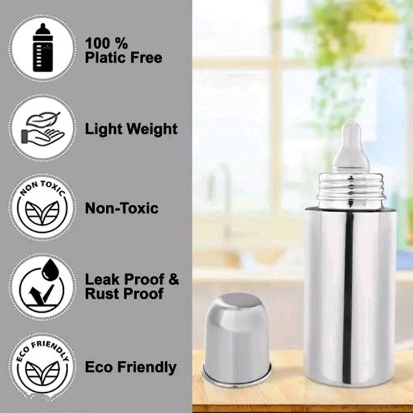 Feeding Bottles Stainless Steel Baby Feeding Bottle for Kids Steel Feeding Bottle for Milk and Baby Drinks-  ( Silver )