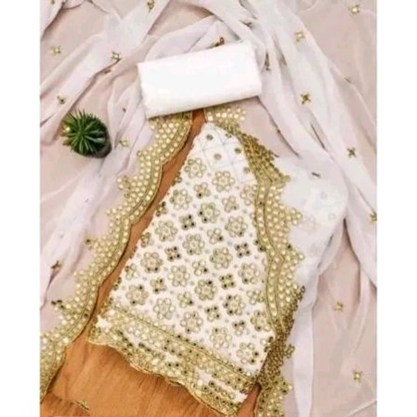 Aagyeyi Sensational Salwar Suits & Dress Materials Georgette 9mm Heavy sequence Work Wear Suit Like Party Wear Garara suit White Colour  - White