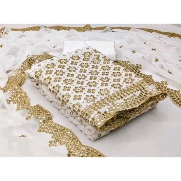Aagyeyi Sensational Salwar Suits & Dress Materials Georgette 9mm Heavy sequence Work Wear Suit Like Party Wear Garara suit White Colour  - White