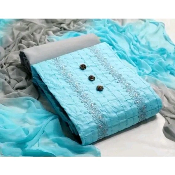 Women' Trendy Aqua Blue cotton embroidered Salwar Suit & Dress Material - Aqua Blue
