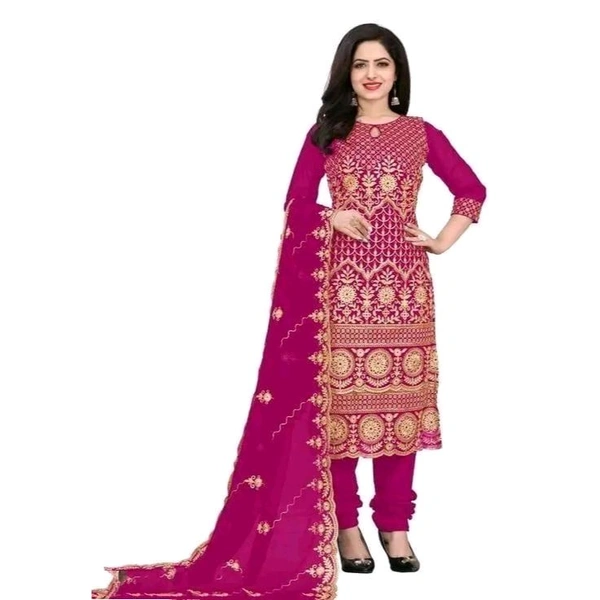 Women's Patiala Embroidered Work Plus Double Layer Multiwork Sequence Work Georgette Salwar Suit & Dress Materials