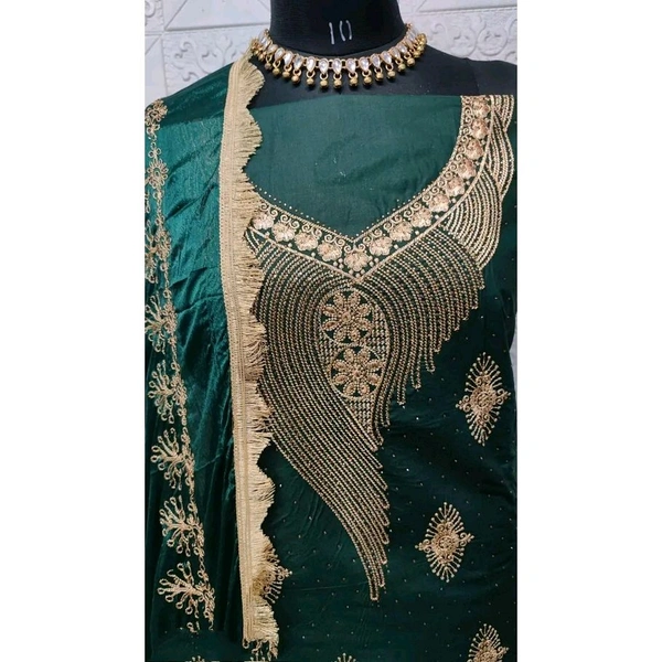 Mahek Women's Scorpioo Green Pure Cotton Unstitched Embroidery Suits - Green