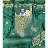 Mahek Women's Scorpioo Green Pure Cotton Unstitched Embroidery Suits - Green