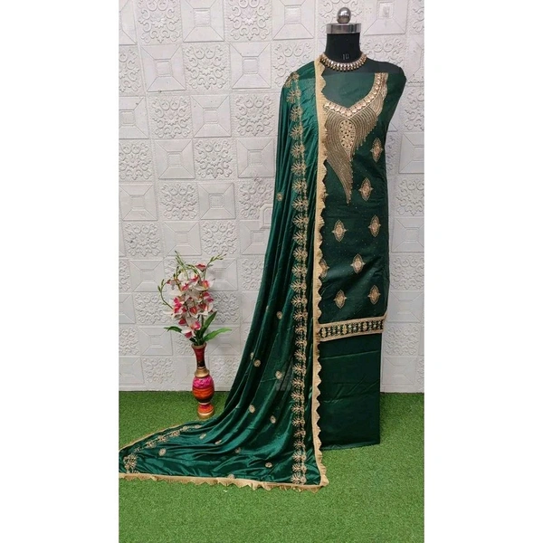 Mahek Women's Scorpioo Green Pure Cotton Unstitched Embroidery Suits - Green
