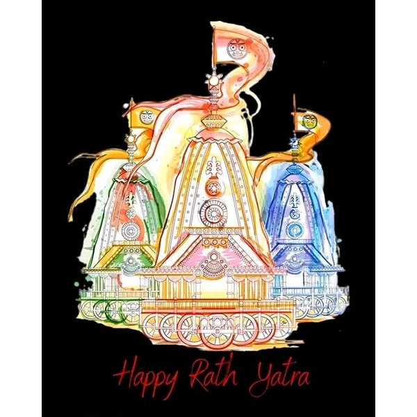 Latest Happy Rath Yatra Printed T-Shirt | Odisha Festival Graphic Tee | Cotton Casual Wear for Boys - White, XXL