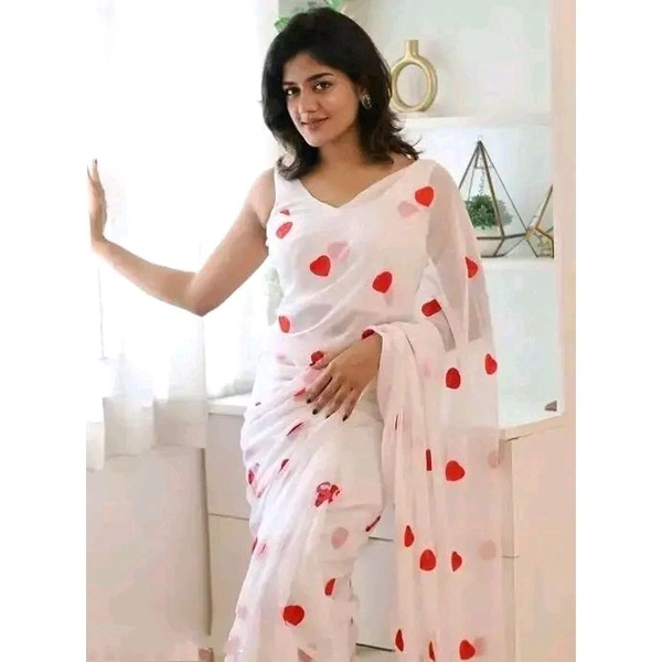 Buy Ezquisite Georgette Embroidery Work Saree - Treandy Designs On Meesho - White