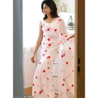 Buy Ezquisite Georgette Embroidery Work Saree - Treandy Designs On Meesho - White