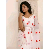 Buy Ezquisite Georgette Embroidery Work Saree - Treandy Designs On Meesho - White