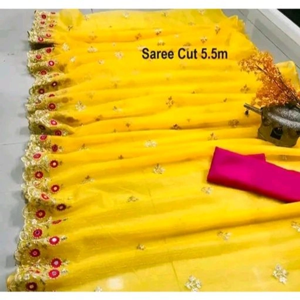 The Royal Saree Yellow Color Super Net Saree with Blouse Piece - Yellow