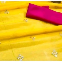 The Royal Saree Yellow Color Super Net Saree with Blouse Piece - Yellow