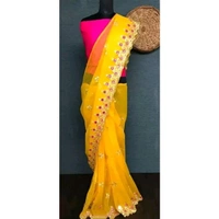 The Royal Saree Yellow Color Super Net Saree with Blouse Piece - Yellow