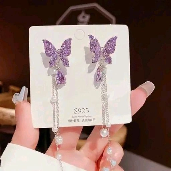 New Charming Purple Colour Butter fly Design Korean Earring For Women And Girls