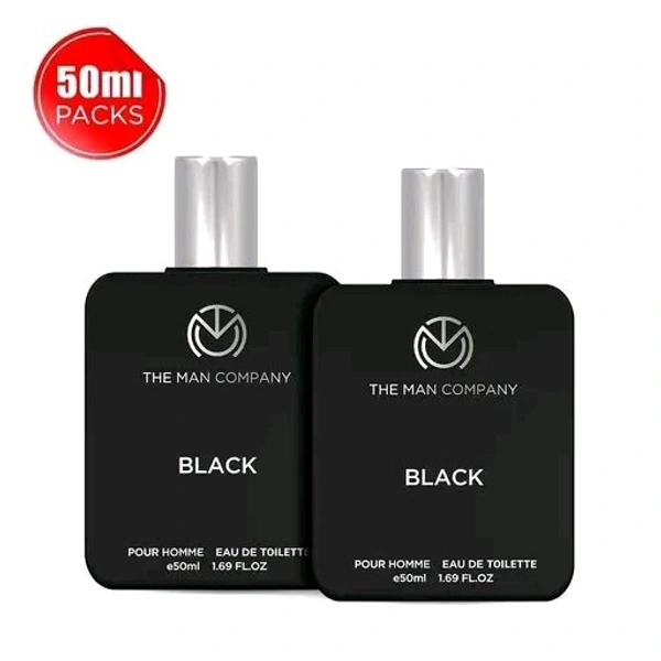The Man Company BLACK Perfume for Men - 50ml, Pack of 2 | Premium Long-Lasting Deo Perfume Body Spray | Eau de Toilette