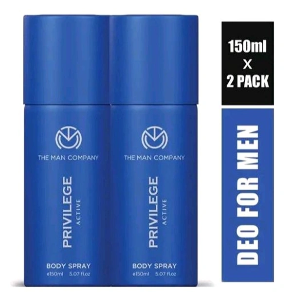The Man Company Privilege Active Deodorant for Men - 150 ml X 2 | Premium Long-Lasting Deo Perfume Body Spray
