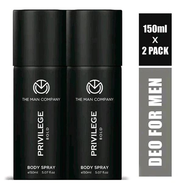 The Man Company Privilege Bold Deodorant for Men - 150 ml X 2 | Premium Long-Lasting Deo Perfume Body Spray