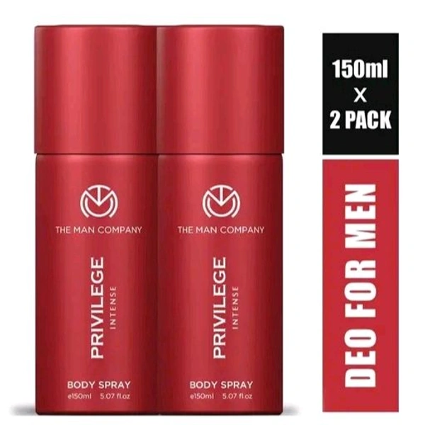 The Man Company Privilege Intense Deodorant for Men - 150 ml X 2 | Premium Long-Lasting Deo Perfume Body Spray
