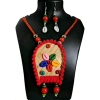 Handmade Tribal Bamboo Kula Necklace and Earrings Set, Cowrie Shell Design, Multicolour, Pack of 3