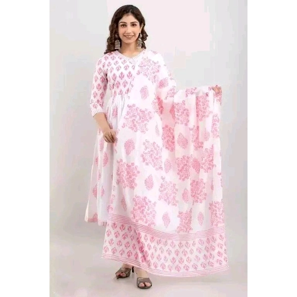 anarakali kurti and dupatta pink - Pink, XL