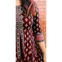 Women Pure Rayon Gold Printed A-line Long Kurti | Daily Wear Kurta | Party Wear Kurta | Kurti For Women | Printed Maroon Color Kurta | long kurti for women - Maroon, XXXL
