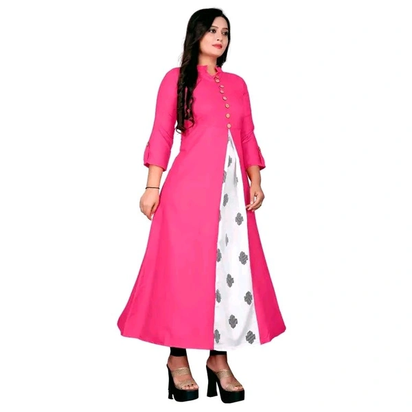 Ladies Dailywear kurti - Pink, L