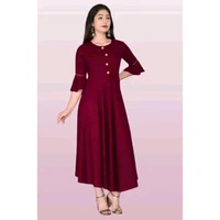 Unique stylist womens solid roungd flared fashion kurties(maroon) - Maroon, M