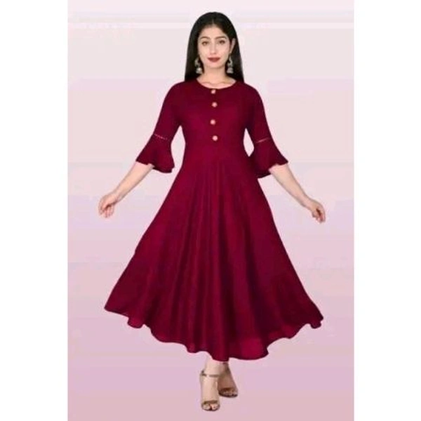 Unique stylist womens solid roungd flared fashion kurties(maroon) - Maroon, XL