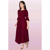 Unique stylist womens solid roungd flared fashion kurties(maroon) - Maroon, XL