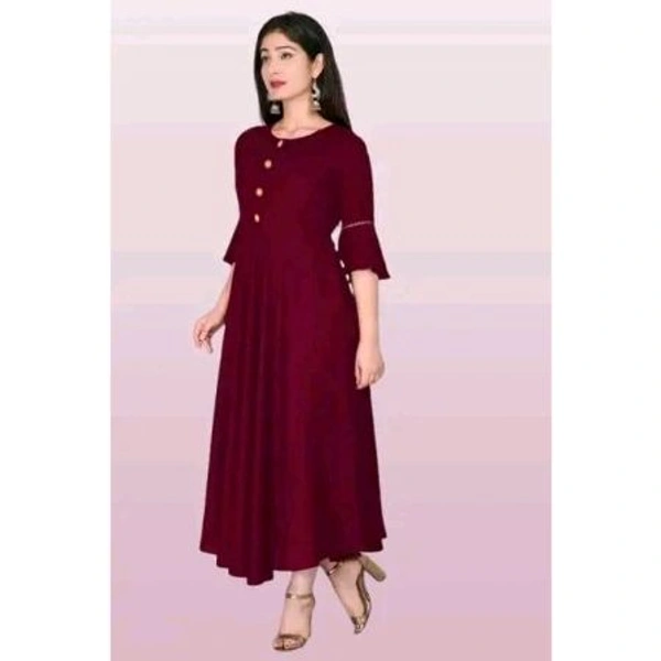 Unique stylist womens solid roungd flared fashion kurties(maroon) - Maroon, XL