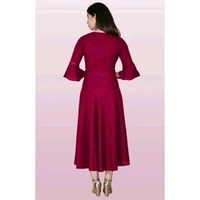 Unique stylist womens solid roungd flared fashion kurties(maroon) - Maroon, XXL