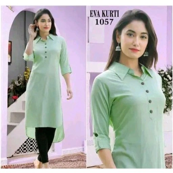 Women's heavy reyon coller neck stylish daily wear kurti - Green, S