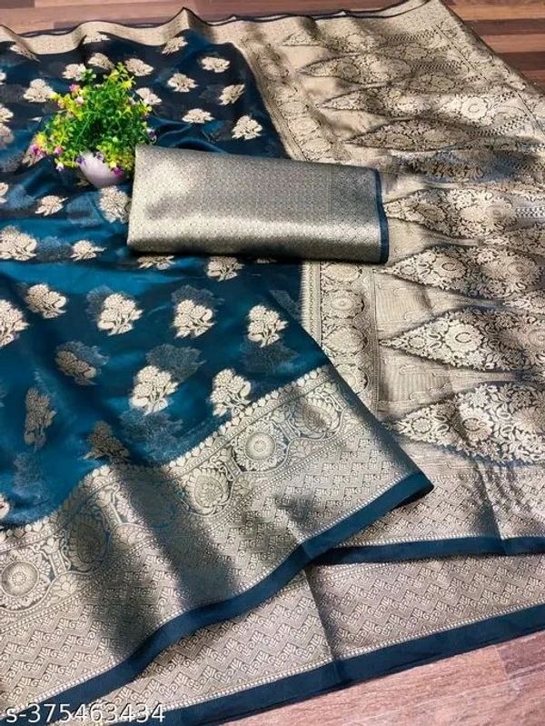 ORGANZA ANUPAMA DESIGN SAREE - Aqua Blue
