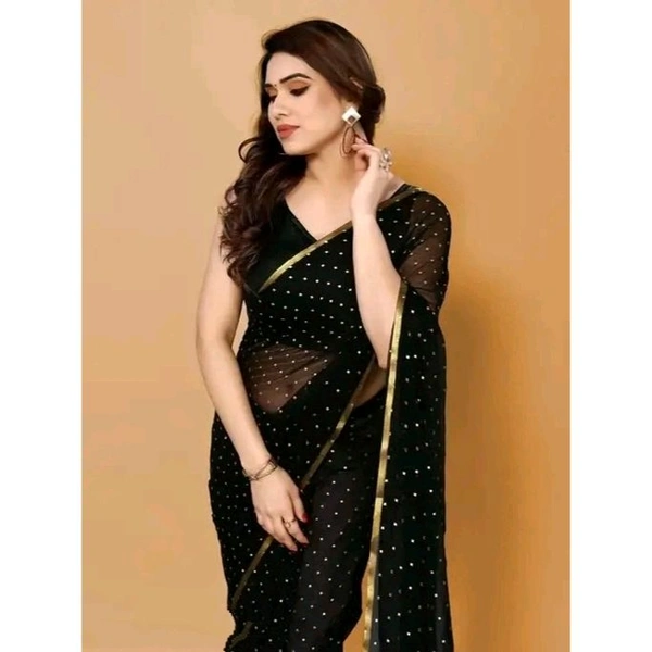 NEW TRENDY CHIFFON SAREE - Black