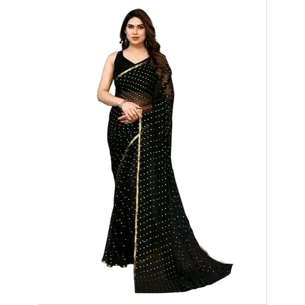 NEW TRENDY CHIFFON SAREE - Black