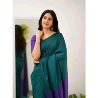 Woven Handloom Pure cotton saree  - Green