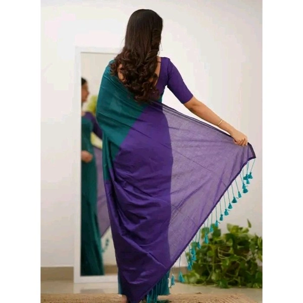 Woven Handloom Pure cotton saree  - Green