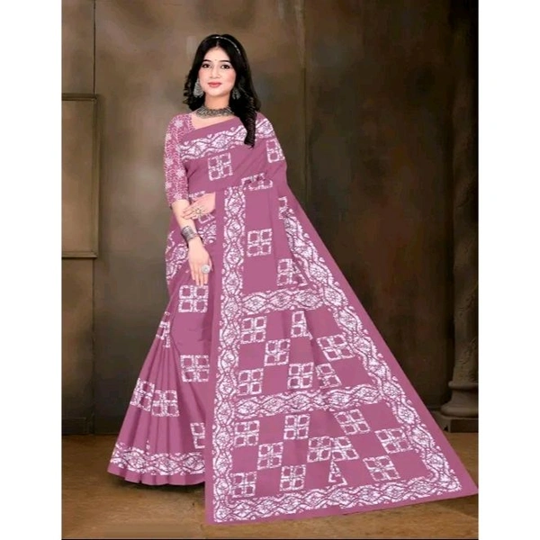 Nayka Pink Pure Cotton Saree with Unstitched 0.80m Blouse | Soft & Breathable Fabric - Pink