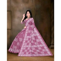 Nayka Pink Pure Cotton Saree with Unstitched 0.80m Blouse | Soft & Breathable Fabric - Pink