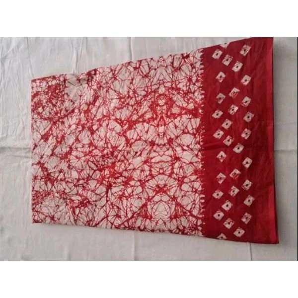 Jaipuri Bagru Hand Block Print Soft Cotton Mulmul Saree with Unstitched Blouse Piece - Red