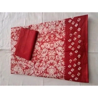 Jaipuri Bagru Hand Block Print Soft Cotton Mulmul Saree with Unstitched Blouse Piece - Red