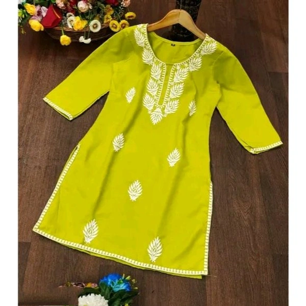 Cotton Aari Kurti Top  - Green, M