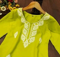 Cotton Aari Kurti Top  - Green, XXL