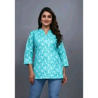 WOMENS SHORT STYLISH  KURTA   - Blue, L