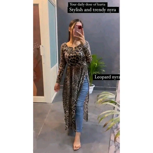 women kurtis Nayara cut leopard print kurti - Black, XL
