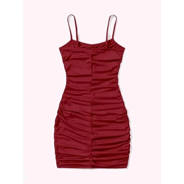 DHRU Girls' Solid Color Pleated Fitted Spaghetti Strap Dress - Maroon, 9-10 Year