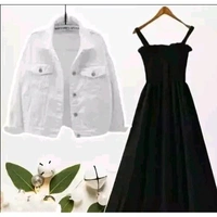 Urbane Glamorous Women Dresses with white Jacket - Black, M