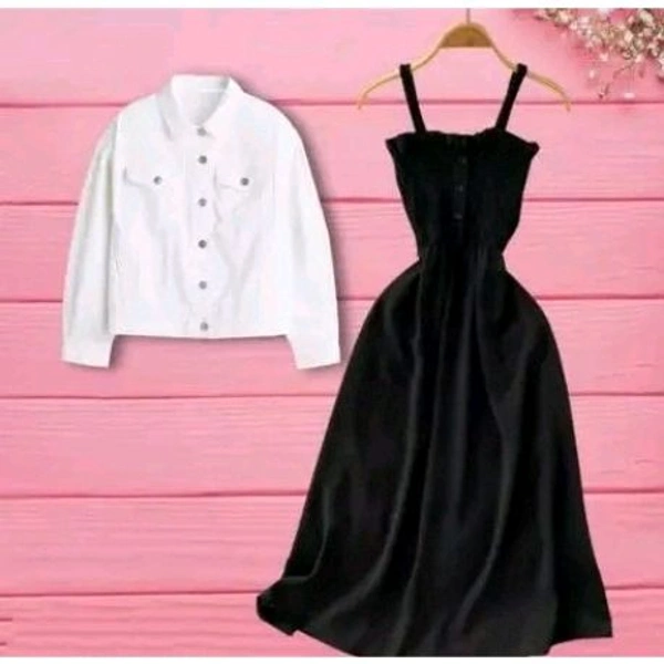 Urbane Glamorous Women Dresses with white Jacket - Black, XL
