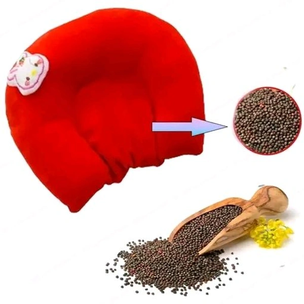 Momease Baby Pillow Soft Head Shaper Anti Flat Pillow With Mustard Seeds For Newborn Kids - Red (0-12 Months)