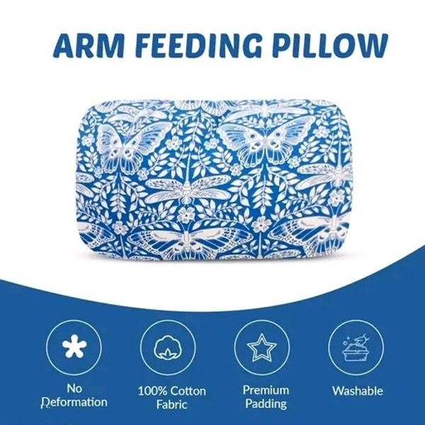 ZIKKU Premium Arm Feeding Pillow with Cotton & Soft Padding – Baby Breastfeeding Support (Blue) Soft Newborn Feeding Pillow for Breastfeeding Mothers – Portable, Lightweight & Washable Design Maternity Nursing Support Pillow with Premium Padding – Best Baby Feeding Cushion for New Moms