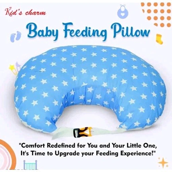 Kid's Charm Milky Star Portable 5 in 1 Baby Breast Feeding Pillow for New Born Baby | Infant Baby Nursing Feeding Pillow for Breastfeeding with Removable Cover, Cotton Pillow (Blue)